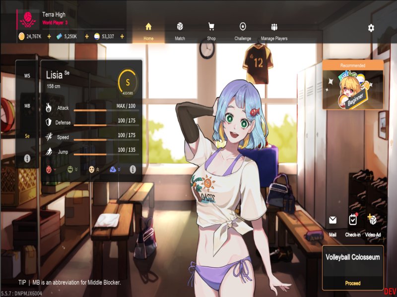 Tùy chỉnh thông số vận động viên trong The Spike Hack Volleyball Story
