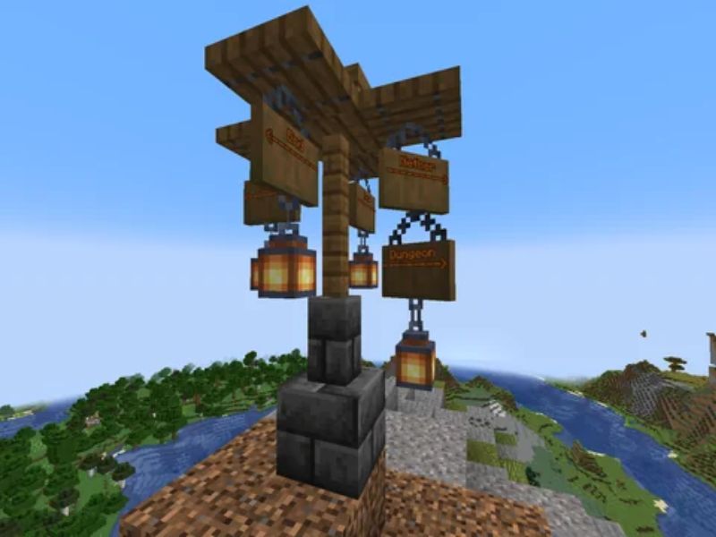 Minecraft 1.20 Apk Tiếng Việt Chế tạo biển báo treo từ gỗ