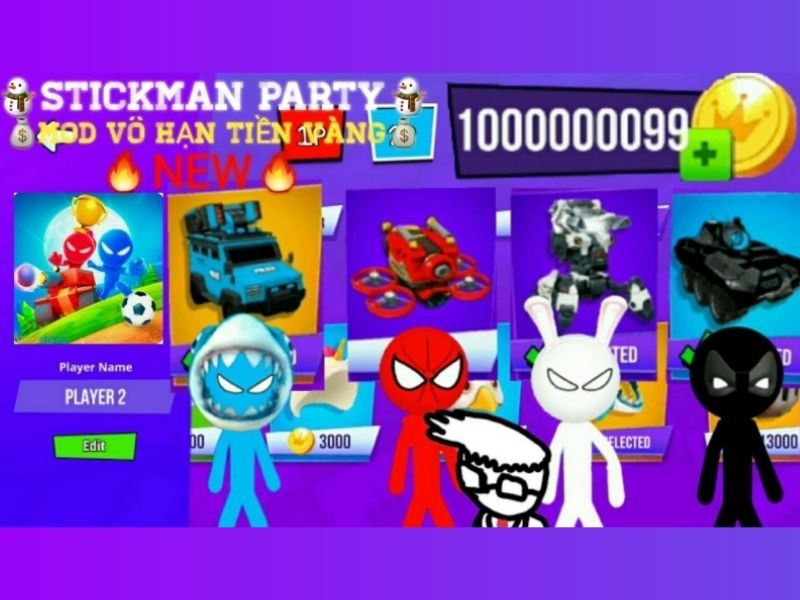 Tải Stickman Party Hack (Vô Hạn Tiền, Vàng, Đá Quý, Mở khóa) v2.5.3 Tính Năng Nâng Cao Khiến Stickman Party Hack Khác Biệt