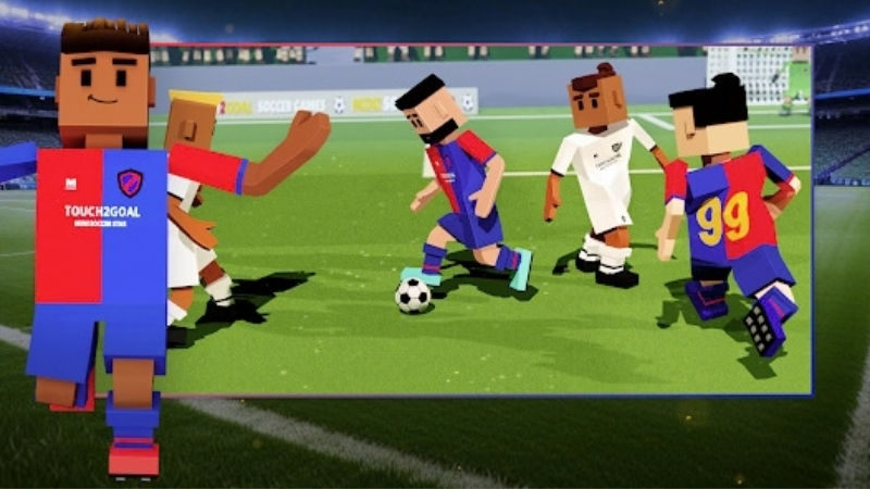 Tải Hack Mini Soccer Star (Vô Hạn Tiền) v1.90 Gameplay Hack Mini Soccer Star thực hiện cú sút về khung thành
