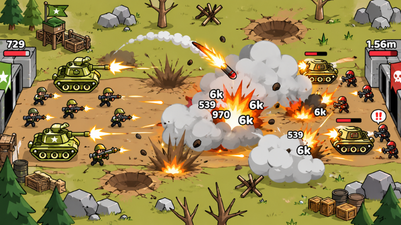 Tải Hack We Are Warriors (Vô Hạn Thịt, MOD Menu) v1.66.3 Gameplay We Are Warriors tiến hóa quân đội qua nhiều thời đại