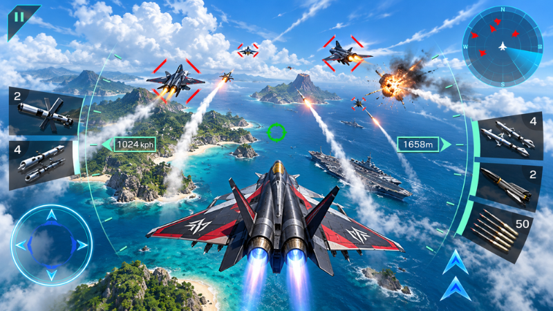 Tải Hack Sky Fighters 3D (Unlimited Money, Full Tiền) v2.8 Hack Sky Fighters 3D điều khiển máy bay chiến đấu