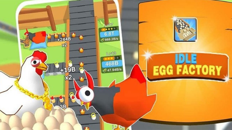 Tải Hack Idle Egg Factory (Vô Hạn Tiền, Kim Cương) v3.6.4 Dây chuyền đóng gói và vận chuyển trứng trong game Idle Egg Factory