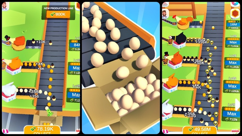 Tải Hack Idle Egg Factory (Vô Hạn Tiền, Kim Cương) v3.6.4 Hack Idle Egg Factory hiển thị tiền và kim cương trong giao diện quản lý nhà máy